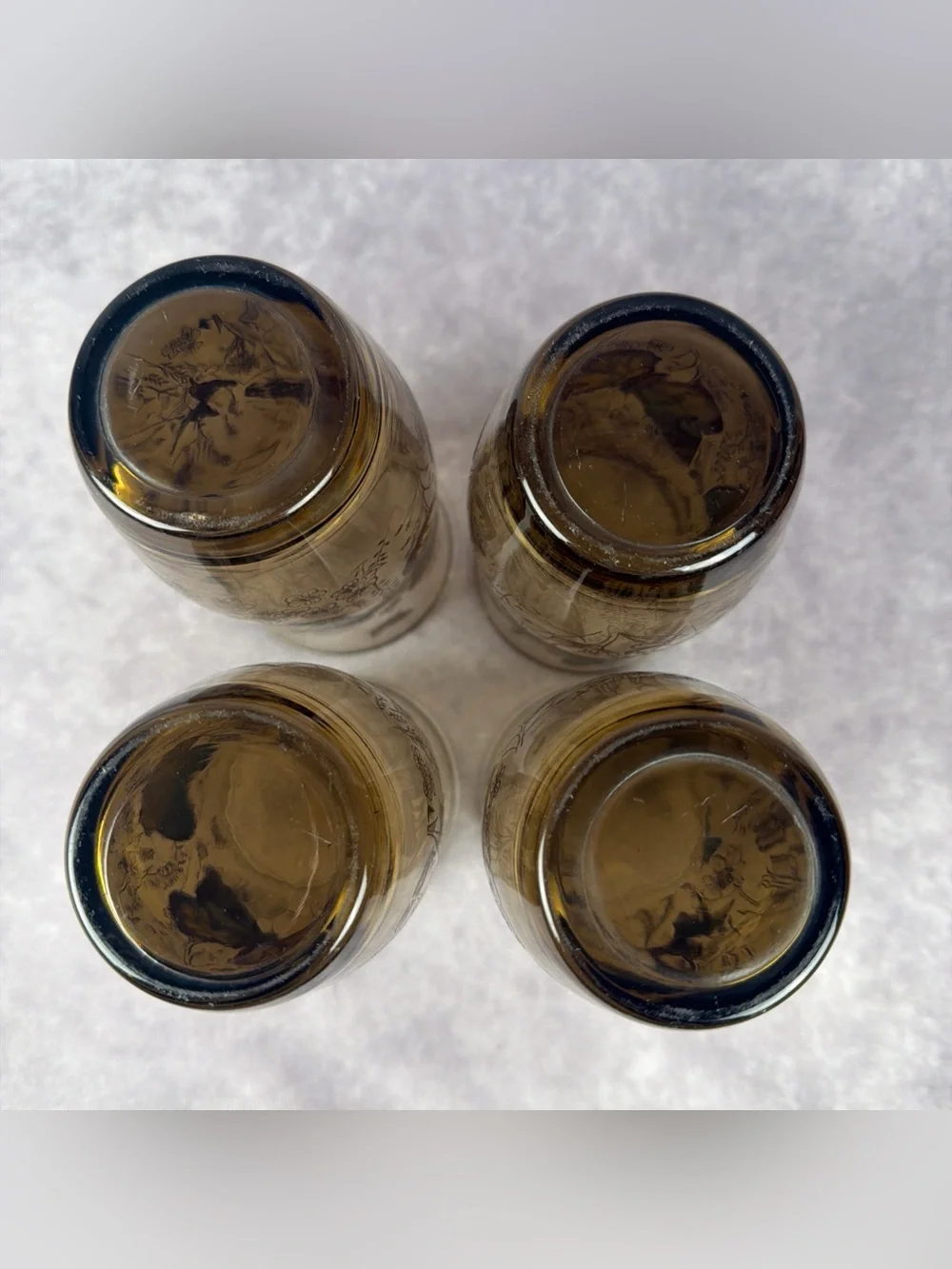 VTG Butterfly Floral Smoky Brown 16 oz Iced Tea Tumblers Set of 4 READ
